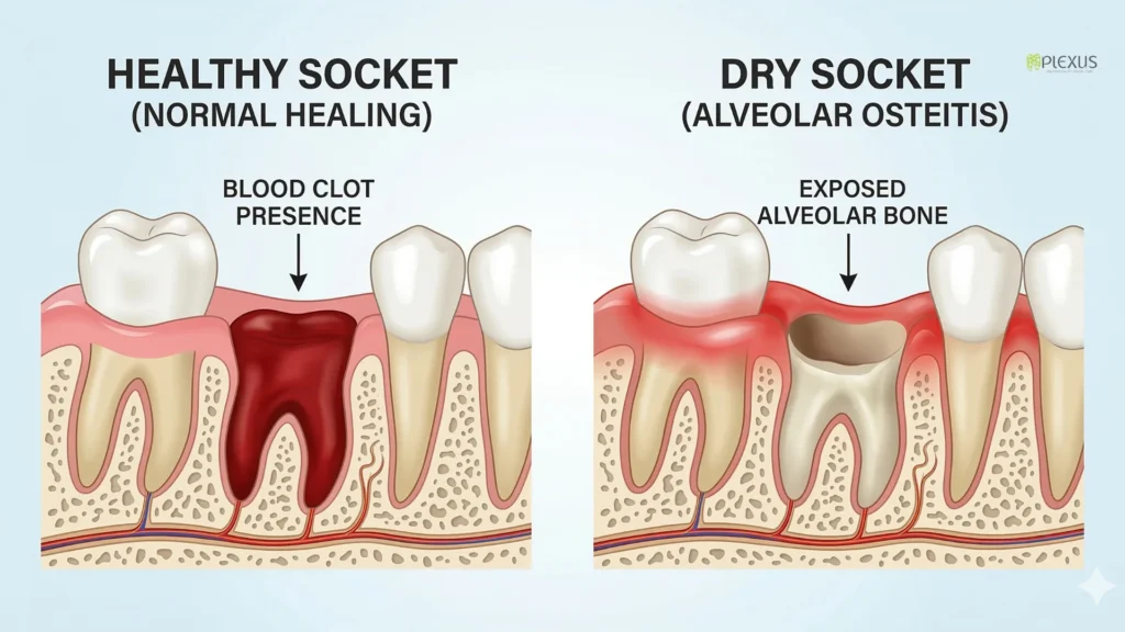Healthy and dry socket details - Plexus Dental