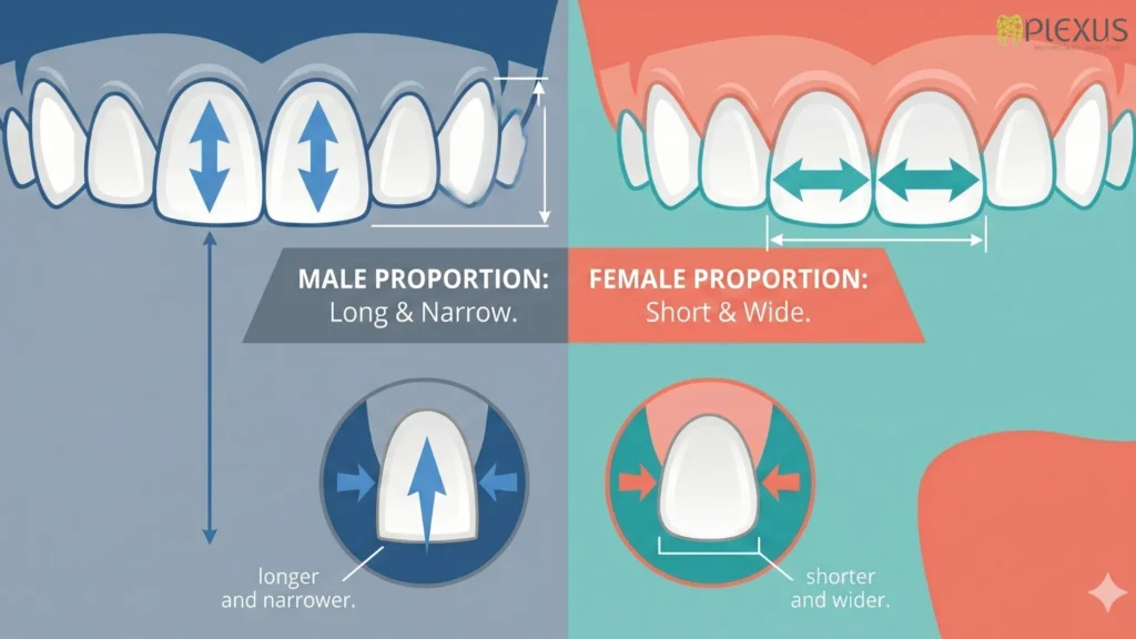 Tooth shape - male and female